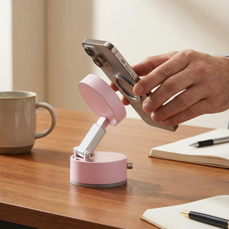 Magnetischer Handyhalter mit Vakuum-Saugnapf – Faltbar & Doppelseitig, Universell für alle Smartphones