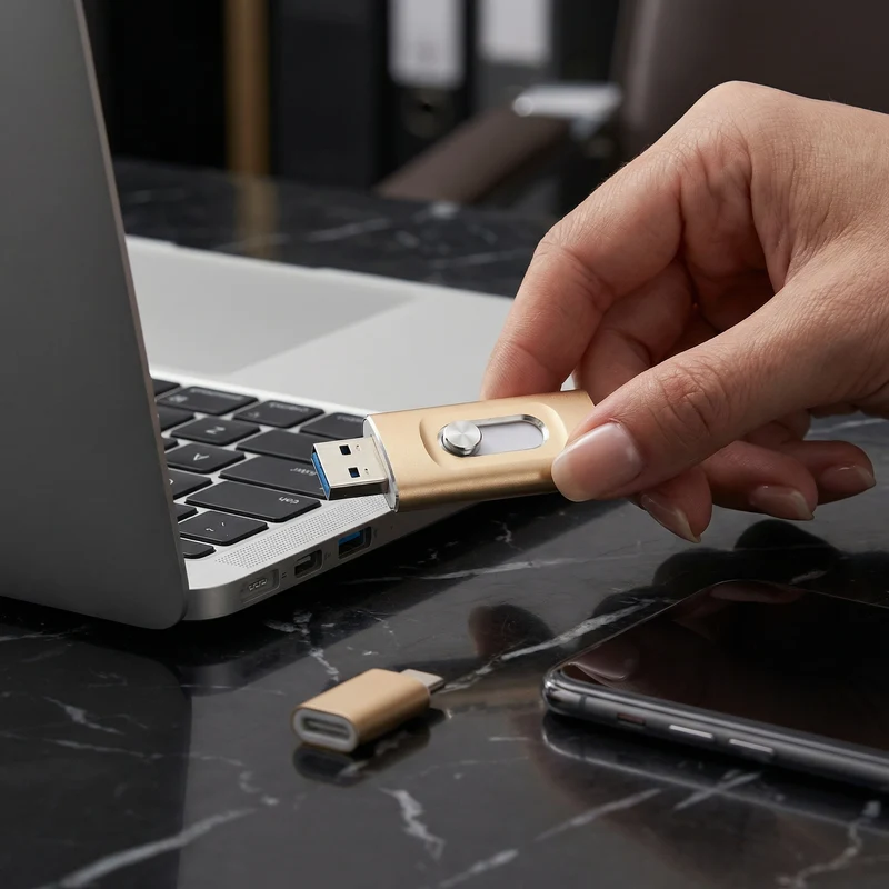 3-in-1 USB-Speicherstick – High-Speed USB 3.0 OTG-Stick mit Type-C-Adapter für ältere Smartphone & PC