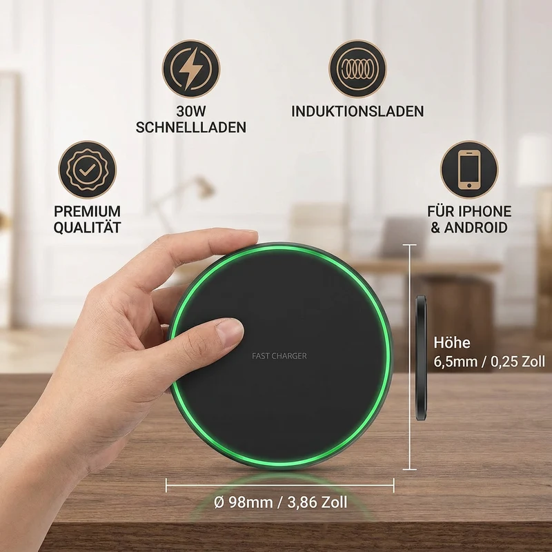 30w Kabelloses Schnellladegerät Induktions-ladepad Für iPhone Und Android