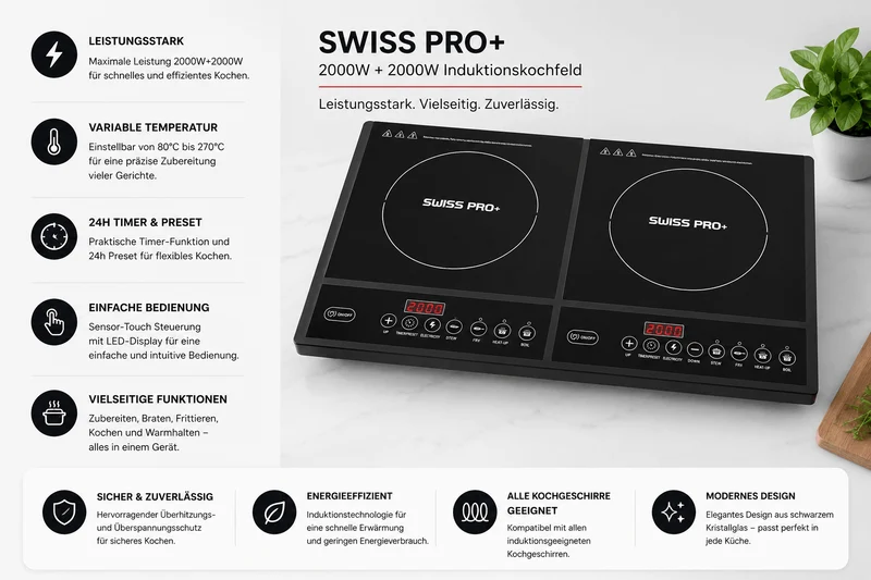 Induktion Kochplatte Doppel Elektrisch mit Timer 4000W