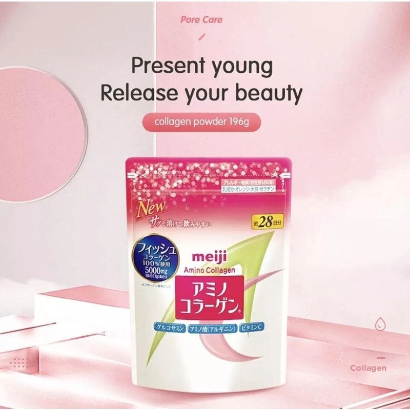 Meiji New Amino Collagen Powder Refill 196g Duo Pack Set 2