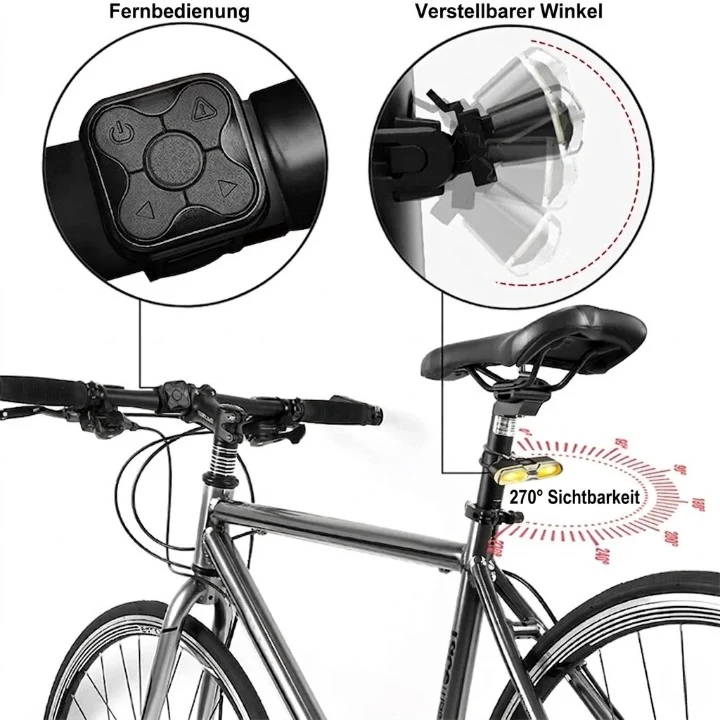 Fahrrad Rücklicht mit Blinker – USB-Akku, Fernbedienung und 4 Lichtmodi