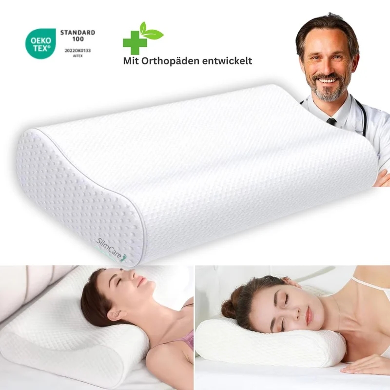 Ergonomisches orthopädisches Nackenkissen aus Memory Foam mit atmungsaktivem Bezug
