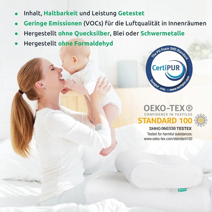 Ergonomisches orthopädisches Nackenkissen aus Memory Foam mit atmungsaktivem Bezug