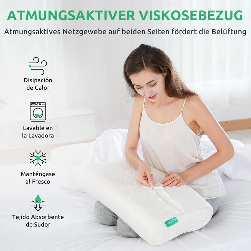 Ergonomisches orthopädisches Nackenkissen aus Memory Foam mit atmungsaktivem Bezug