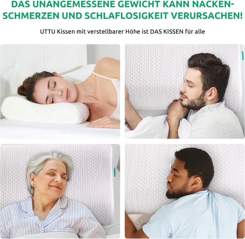 Ergonomisches orthopädisches Nackenkissen aus Memory Foam mit atmungsaktivem Bezug