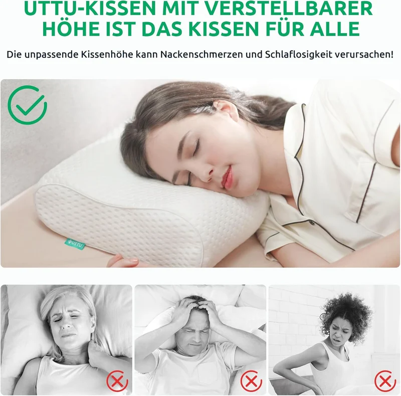Ergonomisches orthopädisches Nackenkissen aus Memory Foam mit atmungsaktivem Bezug