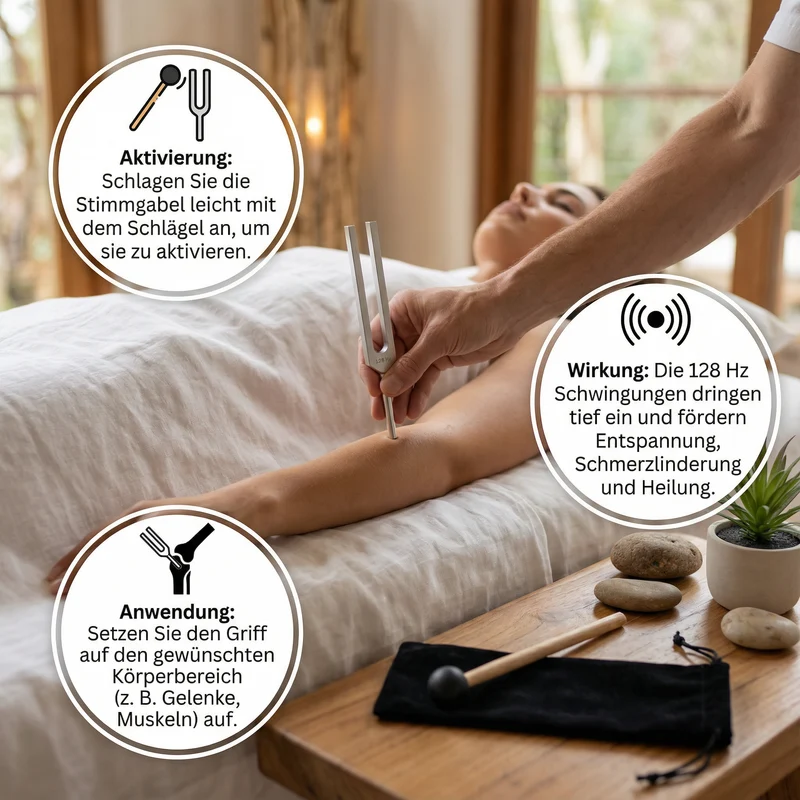 128 Hz Stimmgabel mit Gewicht für Klangmeditation, Entspannung und Achtsamkeit
