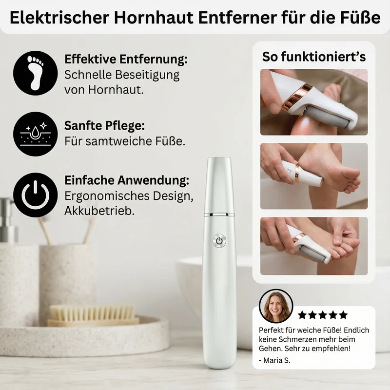 Elektrischer Hornhautentferner für die Füße mit rotierendem Schleifaufsatz und Akku