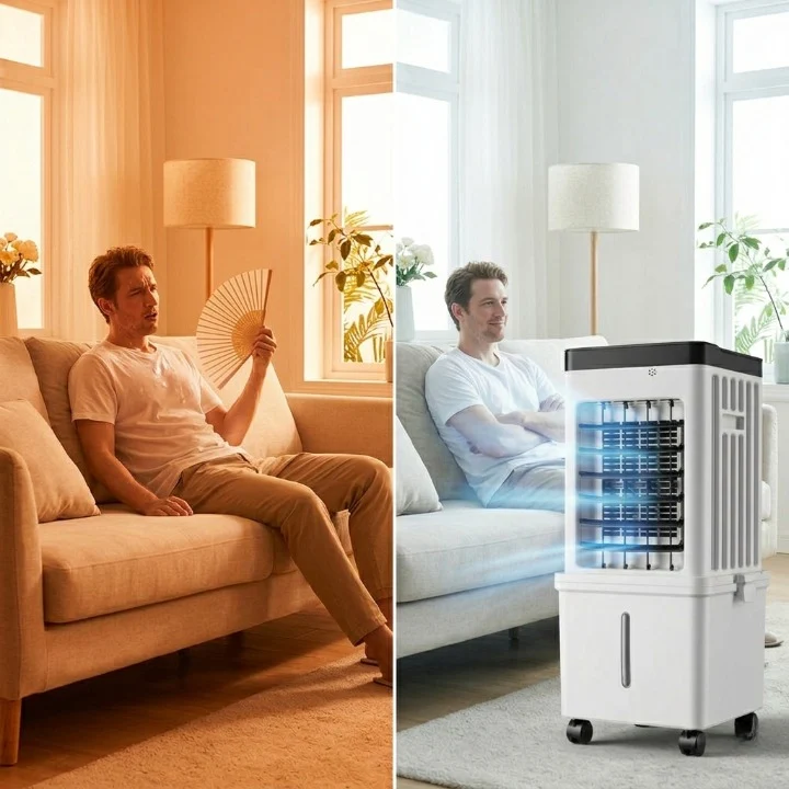 Mobiler Luftkühler 15L – 3-in-1 Air Cooler mit Fernbedienung und Rollen