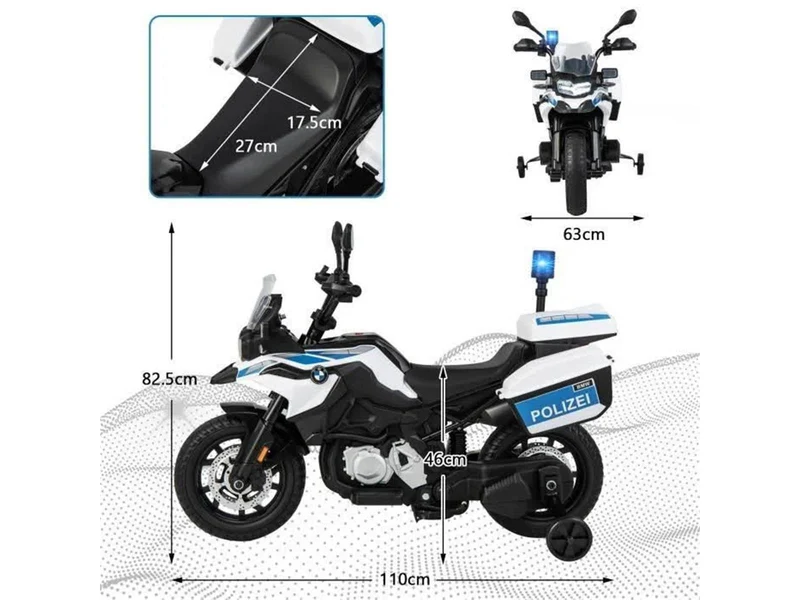 BMW Polizei 12V Elektro Kindermotorrad Kinderspielzeug 2x 45W