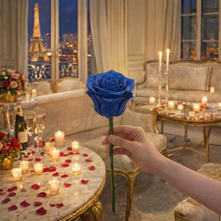 Glitzer Rosen Geschenk – Einzelrose oder Rosenstrauß in eleganter Geschenkbox