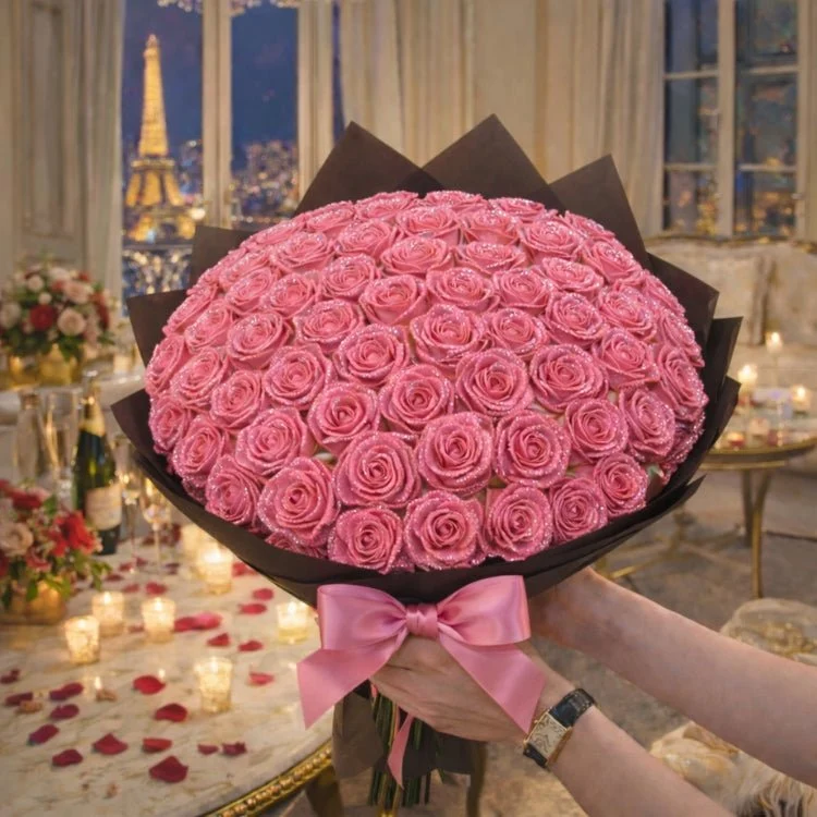 Glitzer Rosen Geschenk – Einzelrose oder Rosenstrauß in eleganter Geschenkbox