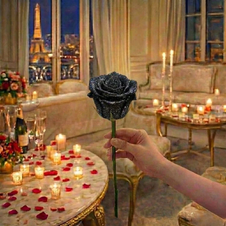 Glitzer Rosen Geschenk – Einzelrose oder Rosenstrauß in eleganter Geschenkbox