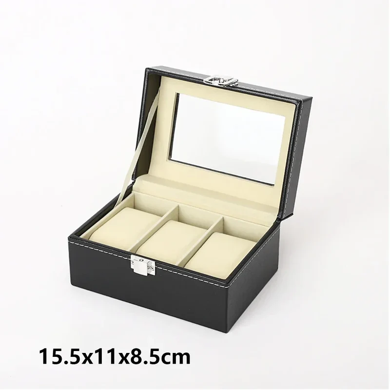 Uhrenbox – Uhrenkoffer für 3, 6 oder 12 Uhren mit Glasdeckel und Uhrenkissen