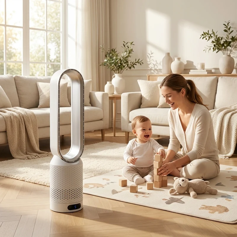 Blattloser Ventilator – leiser Tischventilator mit Oszillation & LED-Touch
