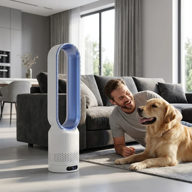 Blattloser Ventilator – leiser Tischventilator mit Oszillation & LED-Touch