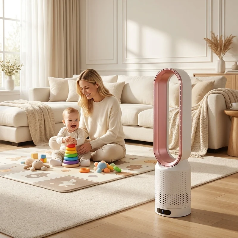 Blattloser Ventilator – leiser Tischventilator mit Oszillation & LED-Touch