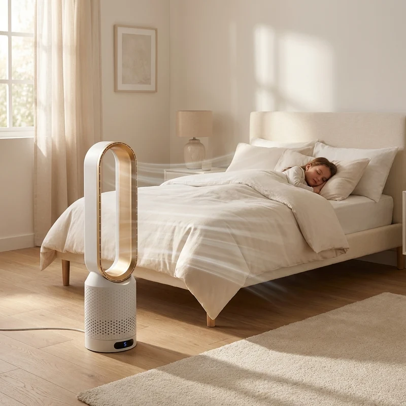 Blattloser Ventilator – leiser Tischventilator mit Oszillation & LED-Touch