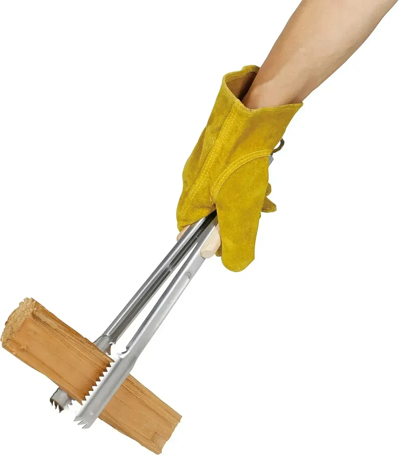 Captain Stag Outdoor Stainless Steel BBQ Tongs Wood Grip 30cm
