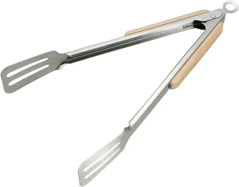 Captain Stag Outdoor Stainless Steel BBQ Tongs Wood Grip 30cm