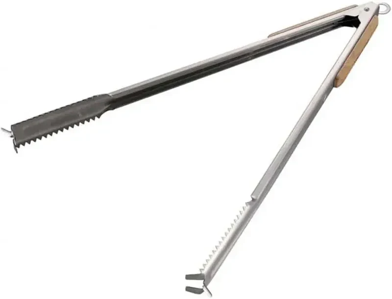 Captain Stag Outdoor Stainless Steel BBQ Tongs Wood Grip 30cm