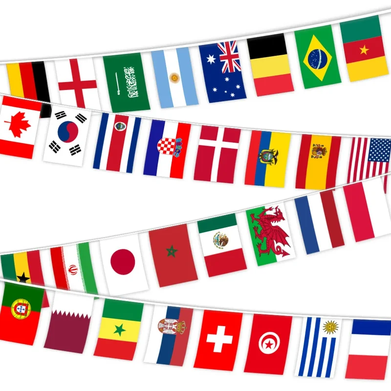 Flaggenkette Welt – Set mit Internationalen Flaggen für Dekoration