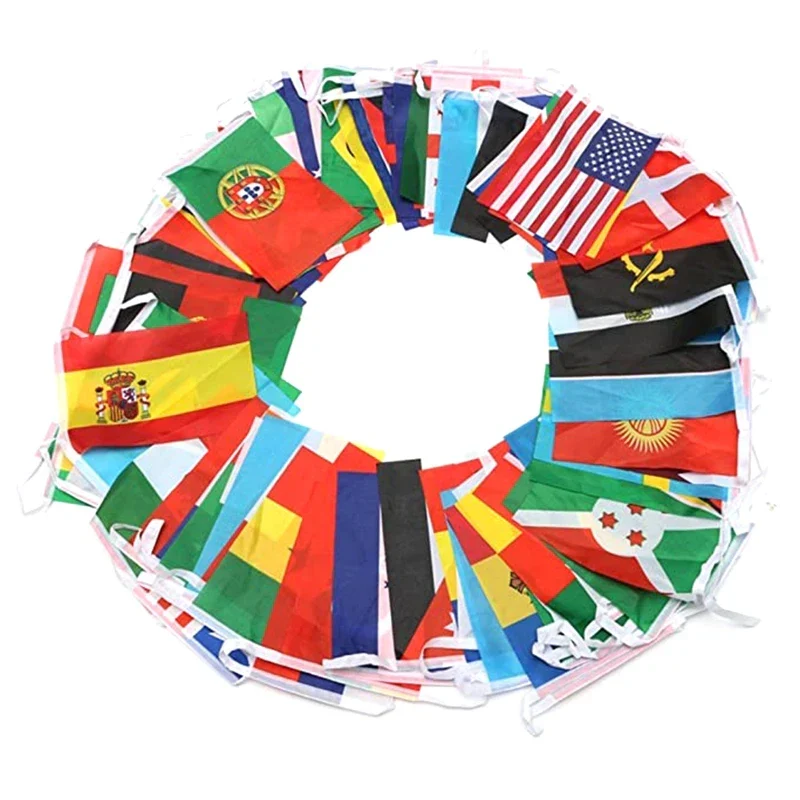 Flaggenkette Welt – Set mit Internationalen Flaggen für Dekoration