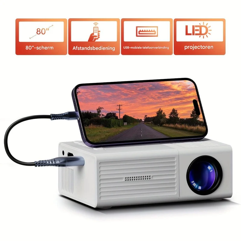 Mini Projektor – Tragbarer LED Beamer mit HDMI, USB & Fernbedienung