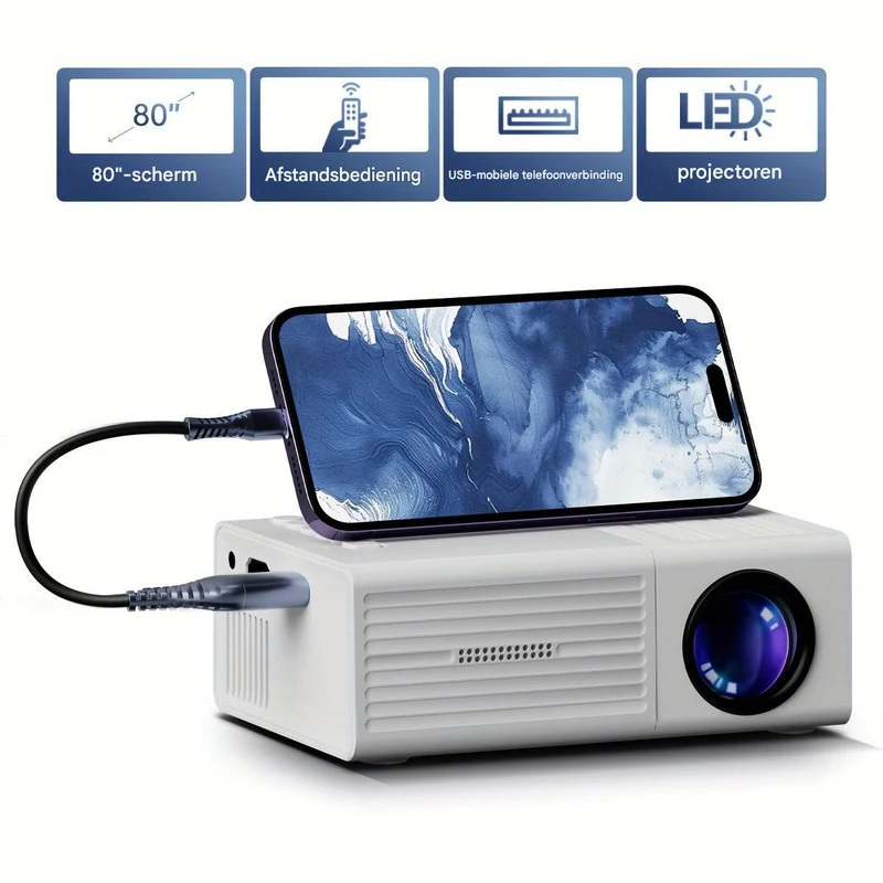 Mini Projektor – Tragbarer LED Beamer mit HDMI, USB & Fernbedienung