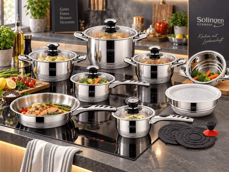 Solingen Profi Topfset 16 tlg. Kochtopf Induktion 18/10 Edelstahl