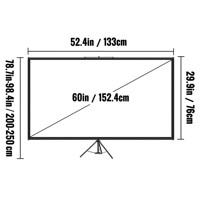 Projektionsleinwand mit Stativ – 16:9 HD Verstellbar & Tragbar