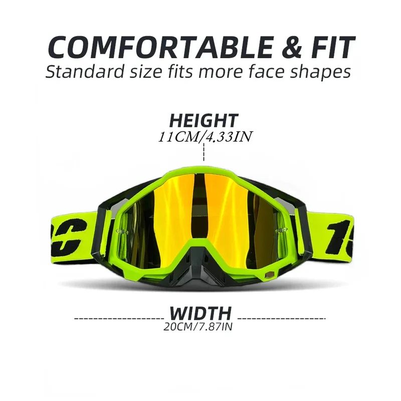 Motocross Brille – Breites Sichtfeld & Verstellbares Kopfband