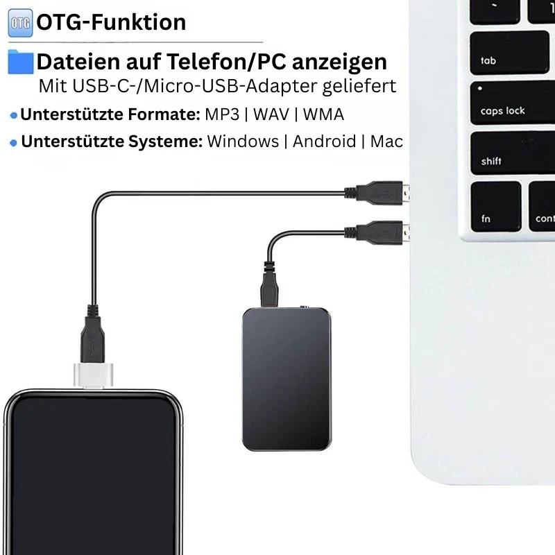 Audivox Mini-Recorder 64 GB – 376 Std. Aufnahme & USB-Transfer