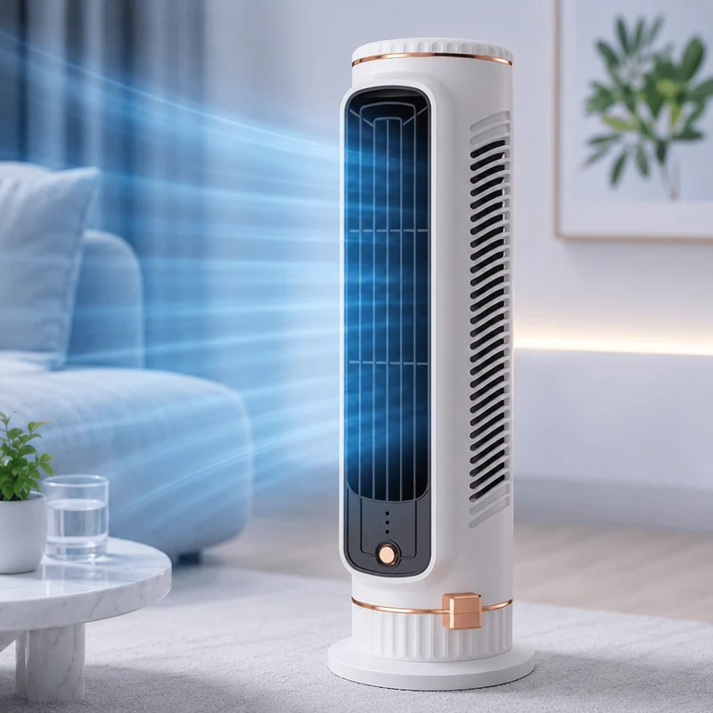 USB Tischventilator Leise – 3 Geschwindigkeiten, USB-Betrieb & Kompaktes Turmdesign