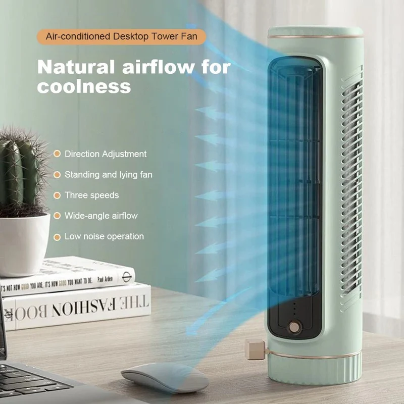 USB Tischventilator Leise – 3 Geschwindigkeiten, USB-Betrieb & Kompaktes Turmdesign