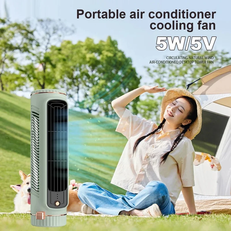 USB Tischventilator Leise – 3 Geschwindigkeiten, USB-Betrieb & Kompaktes Turmdesign