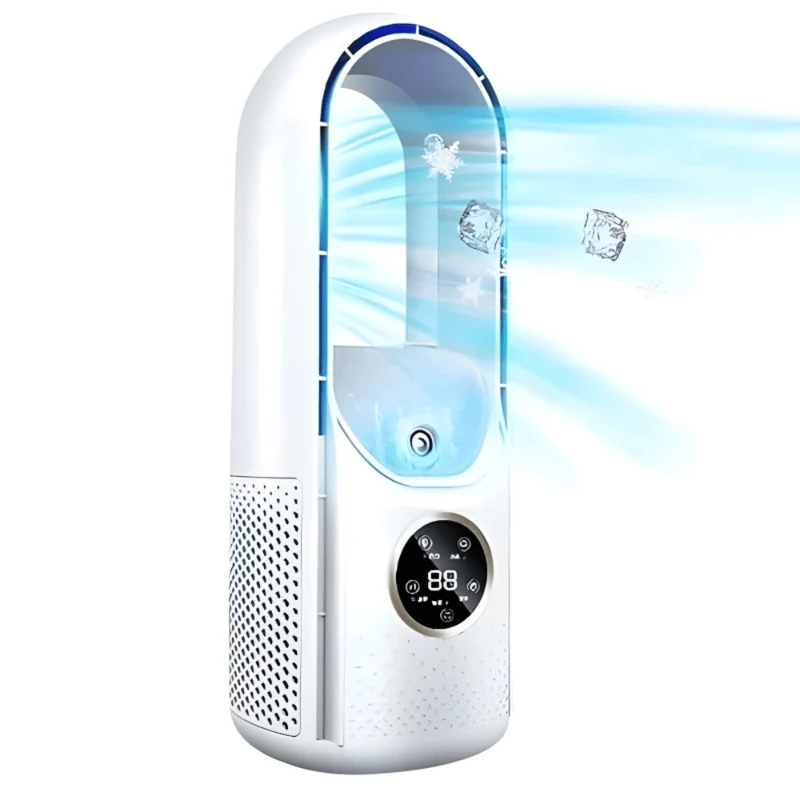 Luftkühler mit Wasserkühlung – Blattloses Design, Sprühnebel & LED-Touchdisplay