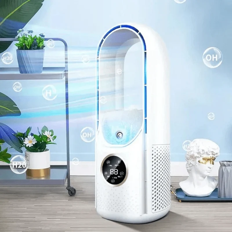 Luftkühler mit Wasserkühlung – Blattloses Design, Sprühnebel & LED-Touchdisplay