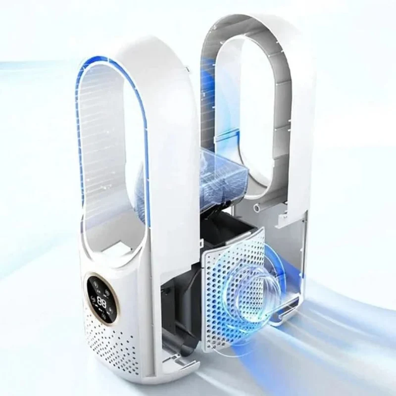Luftkühler mit Wasserkühlung – Blattloses Design, Sprühnebel & LED-Touchdisplay