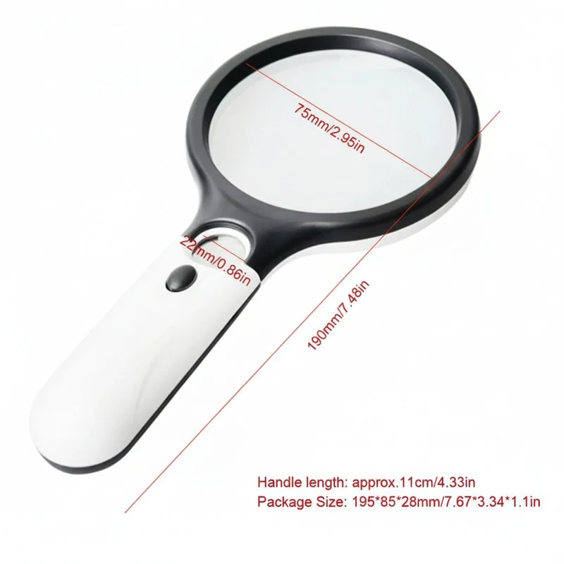 Lupe mit Licht 45x – LED-Beleuchtung, 3x Hauptlinse & Präzisionslinse