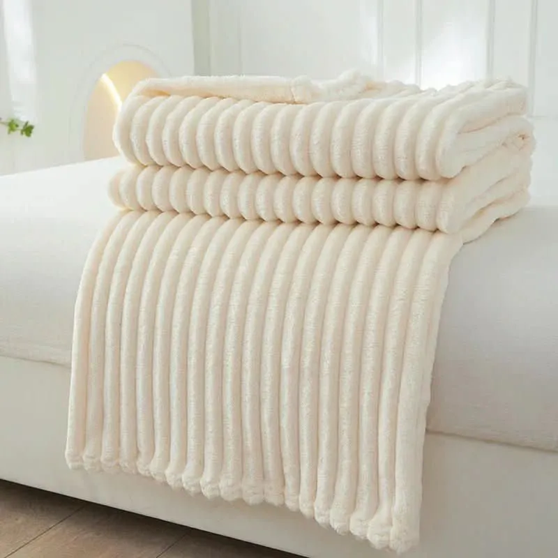 Flanell Plüsch Decke – Weich, Warm & Stilvolles Streifenmuster