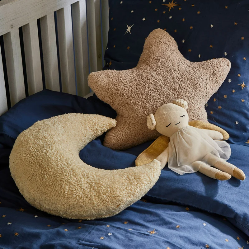 JOLLYMOON 2-teiliges Kissen-Set – Mond & Stern Kuschelkissen für Kinderzimmer