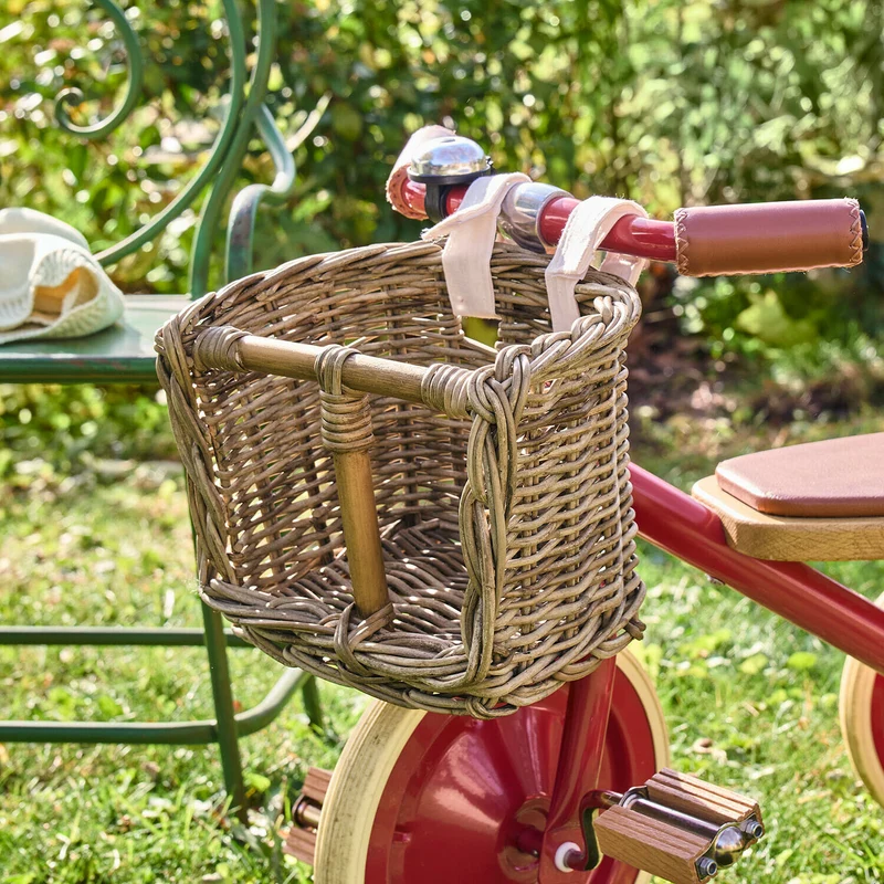 SNOKKI Fahrradkorb für Puppen – Rattan Lenkerkorb Für Kinderfahrräder & Spielzeug