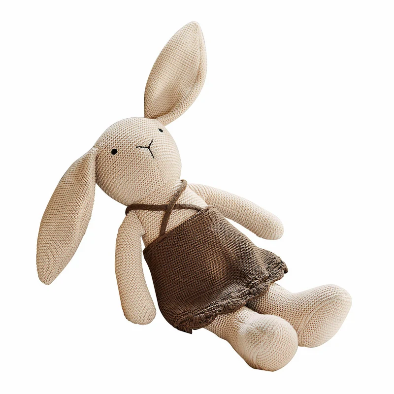 FLICKA Kuschelhase – Gestricktes Stofftier Mit Schürze Aus Baumwolle