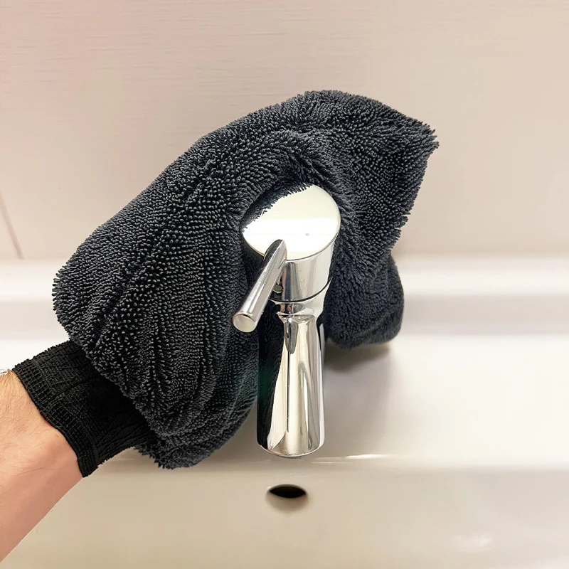 Trocken-Handschuh – Präziser Mikrofaser-Reinigungshandschuh für streifenfreies Trocknen von Bad, Küche & Glasflächen