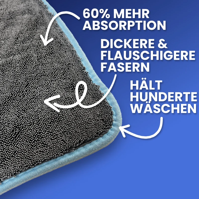 PRO Trockentuch – Hochsaugfähiges Mikrofaser-Trockentuch für streifenfreie Sauberkeit im Bad, Haushalt & Auto