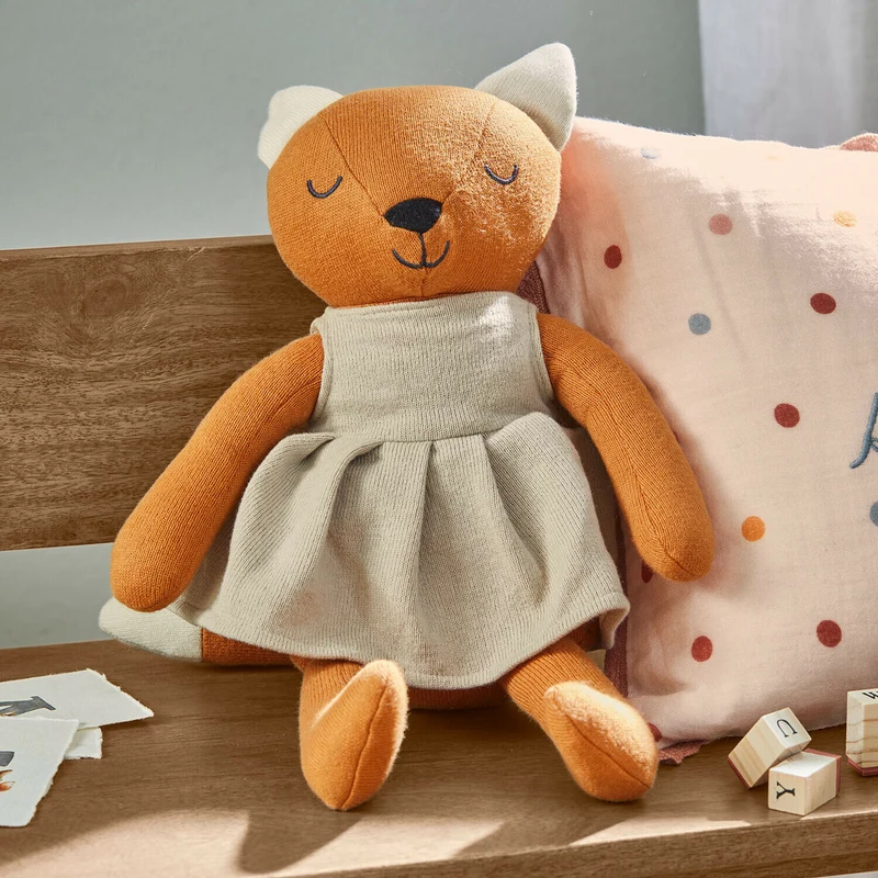 FUZZLIN Kuschelfuchs – Gestricktes Stofftier Für Kinder Zum Kuscheln Und Spielen