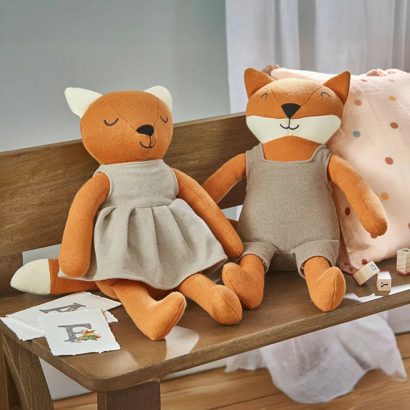 FUZZLIN Kuschelfuchs – Gestricktes Stofftier Für Kinder Zum Kuscheln Und Spielen