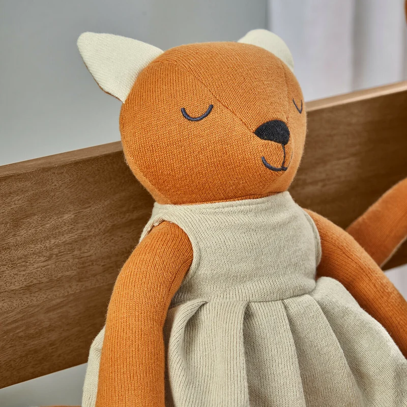 FUZZLIN Kuschelfuchs – Gestricktes Stofftier Für Kinder Zum Kuscheln Und Spielen